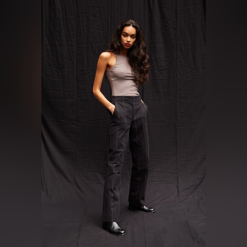 Thakoon Black Pinstripe High Waisted Trouser NWT Size 2